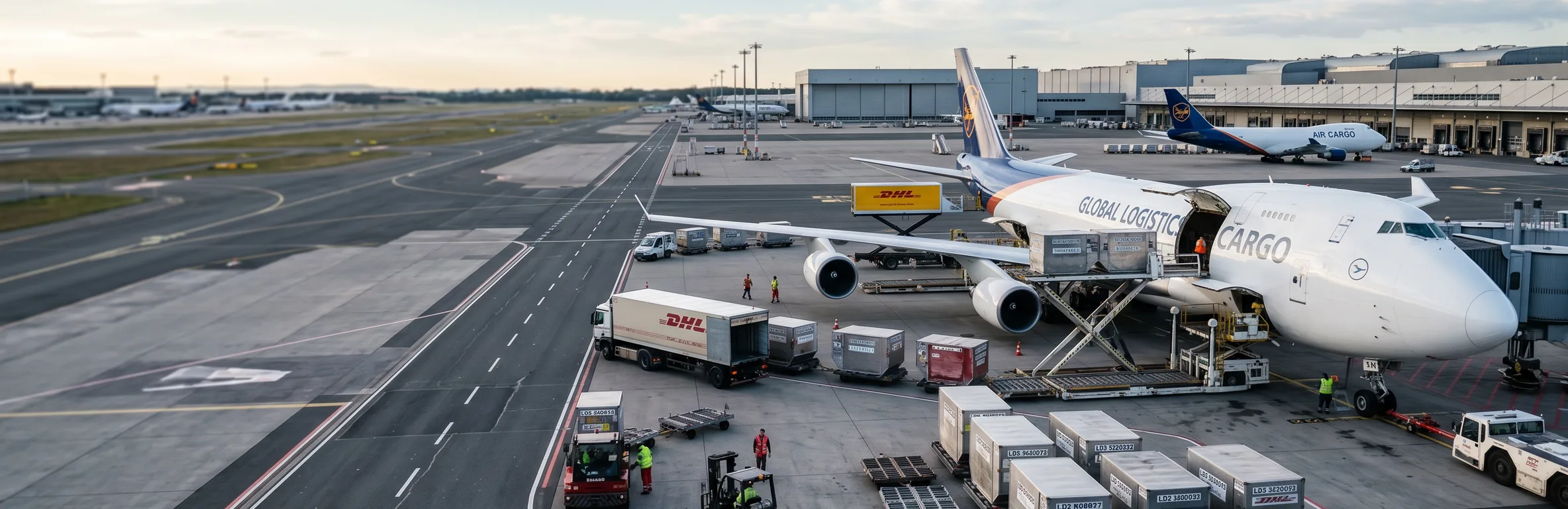 Avión de carga durante la carga en un aeropuerto